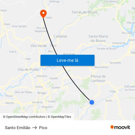 Santo Emilião to Pico map