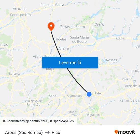 Arões (São Romão) to Pico map
