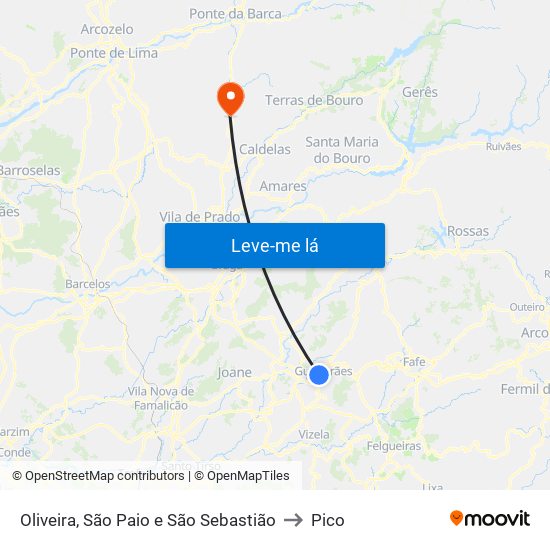 Oliveira, São Paio e São Sebastião to Pico map