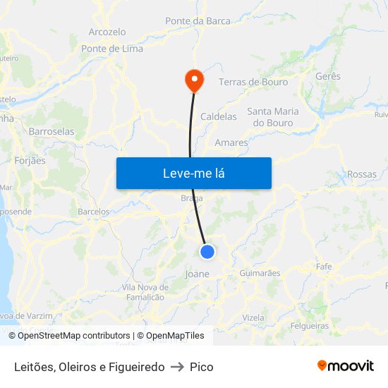 Leitões, Oleiros e Figueiredo to Pico map
