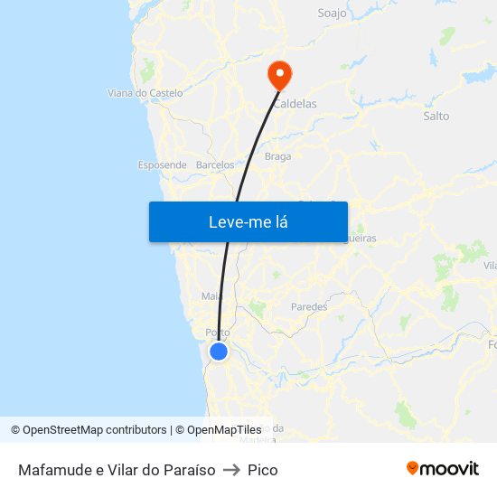 Mafamude e Vilar do Paraíso to Pico map