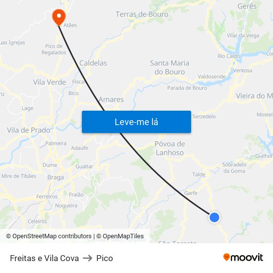 Freitas e Vila Cova to Pico map