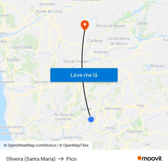 Oliveira (Santa Maria) to Pico map