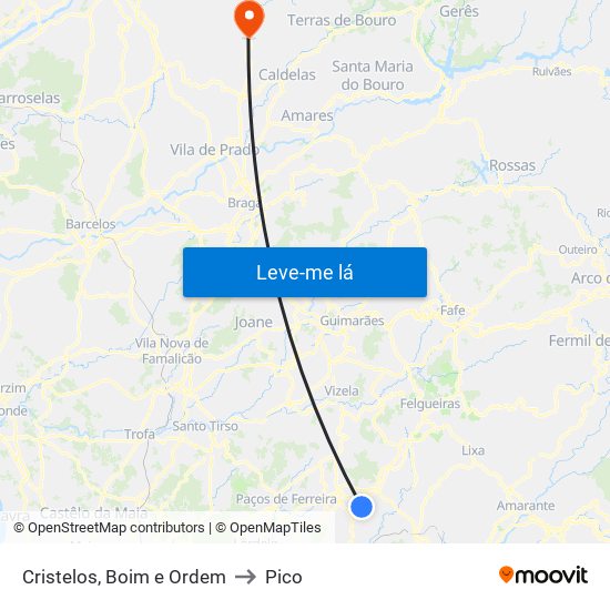 Cristelos, Boim e Ordem to Pico map