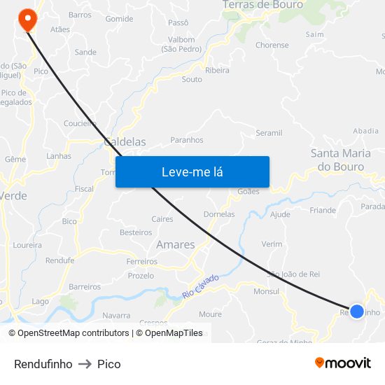 Rendufinho to Pico map