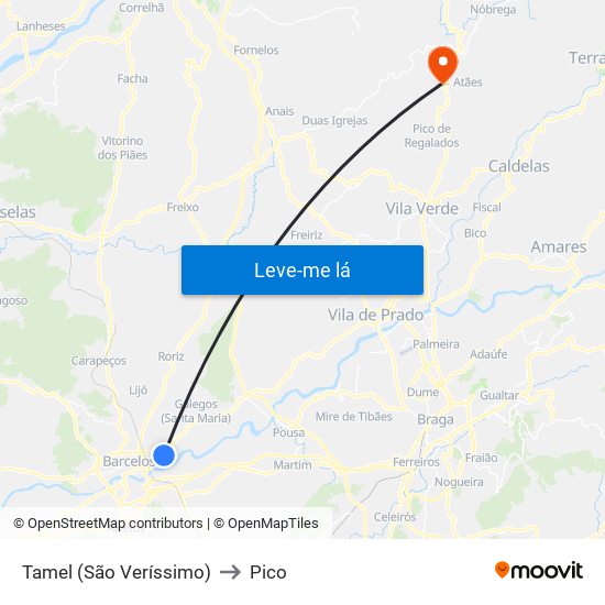 Tamel (São Veríssimo) to Pico map