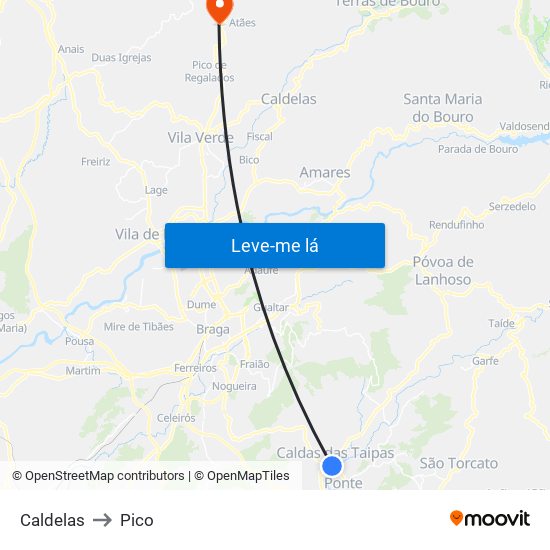 Caldelas to Pico map