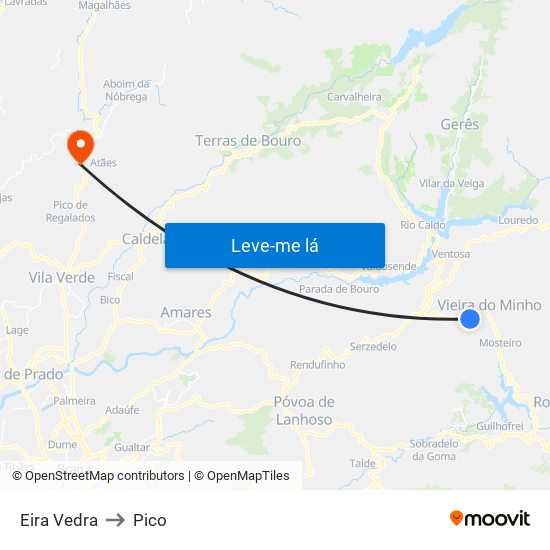 Eira Vedra to Pico map