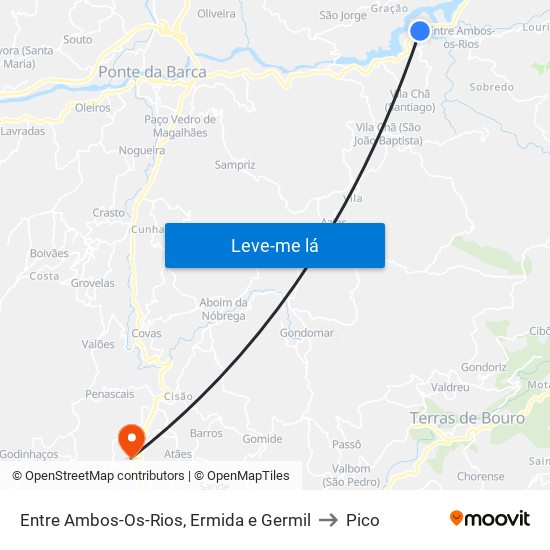 Entre Ambos-Os-Rios, Ermida e Germil to Pico map