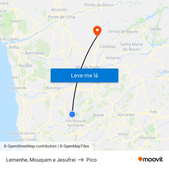 Lemenhe, Mouquim e Jesufrei to Pico map