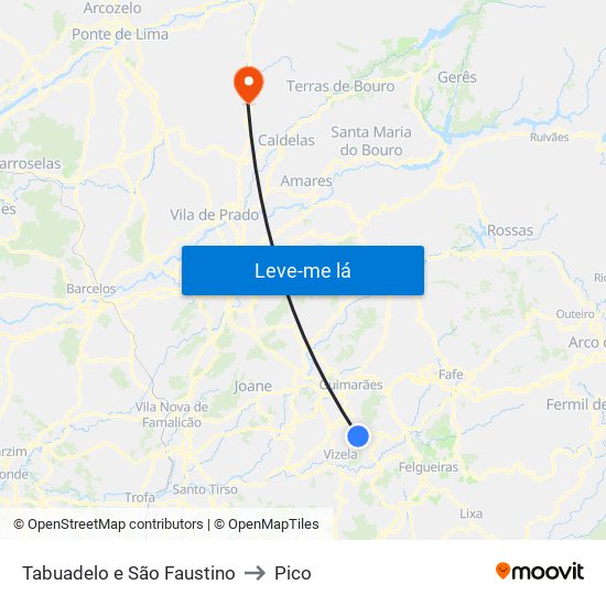 Tabuadelo e São Faustino to Pico map