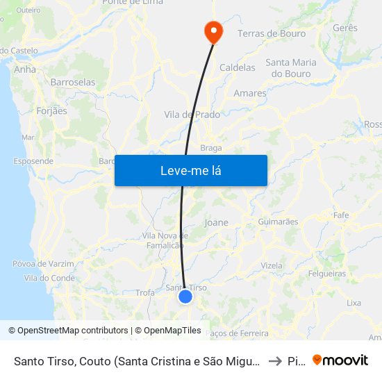 Santo Tirso, Couto (Santa Cristina e São Miguel) e Burgães to Pico map