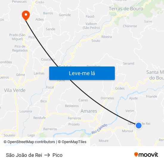 São João de Rei to Pico map