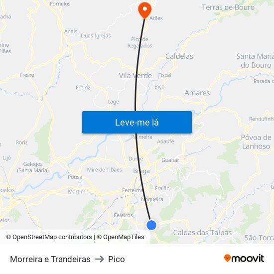 Morreira e Trandeiras to Pico map