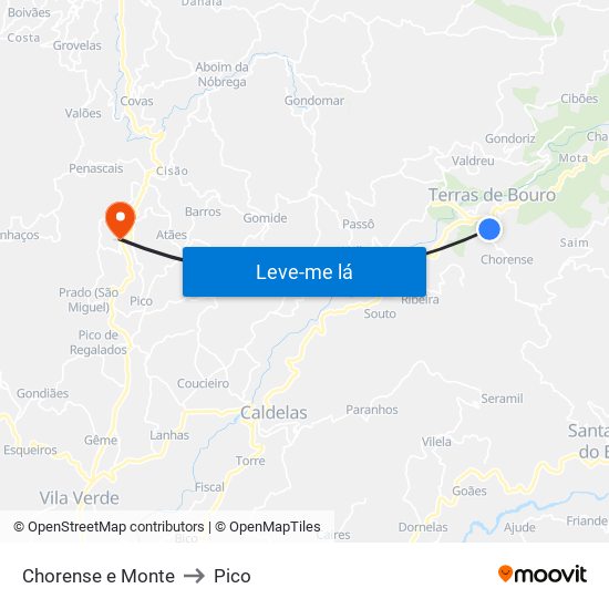 Chorense e Monte to Pico map