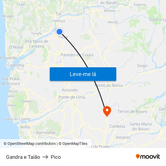 Gandra e Taião to Pico map