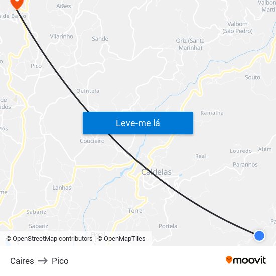 Caires to Pico map