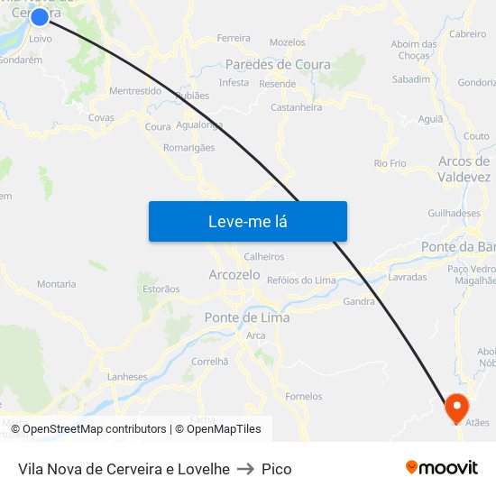 Vila Nova de Cerveira e Lovelhe to Pico map