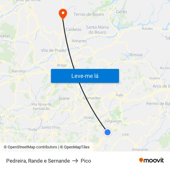 Pedreira, Rande e Sernande to Pico map