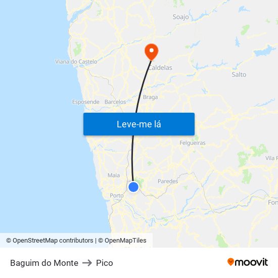 Baguim do Monte to Pico map