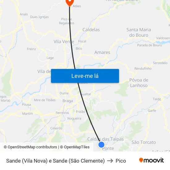 Sande (Vila Nova) e Sande (São Clemente) to Pico map