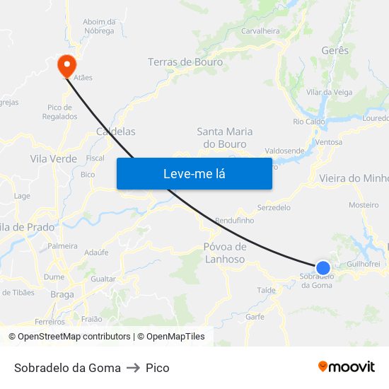 Sobradelo da Goma to Pico map