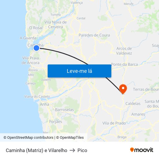 Caminha (Matriz) e Vilarelho to Pico map