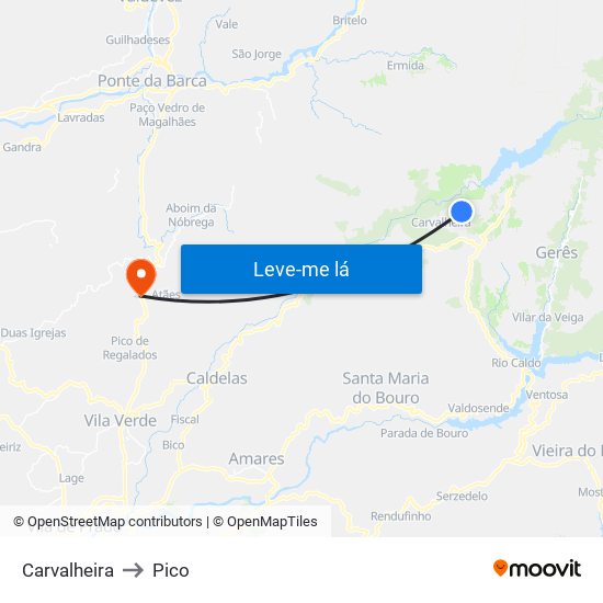 Carvalheira to Pico map