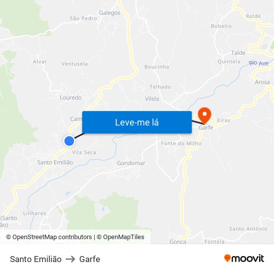 Santo Emilião to Garfe map