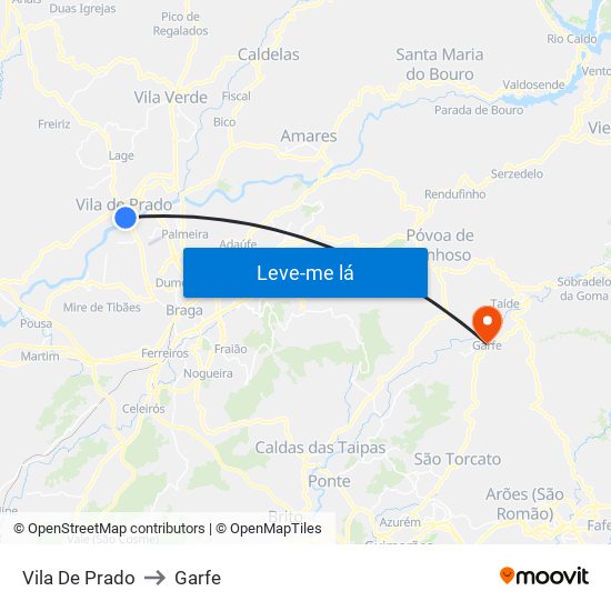 Vila De Prado to Garfe map
