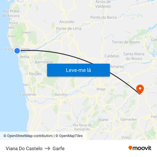Viana Do Castelo to Garfe map