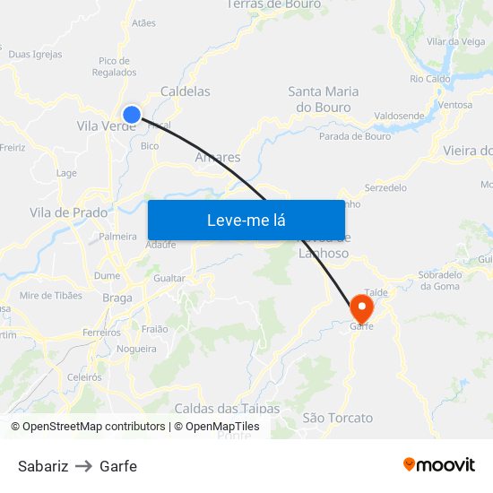 Sabariz to Garfe map