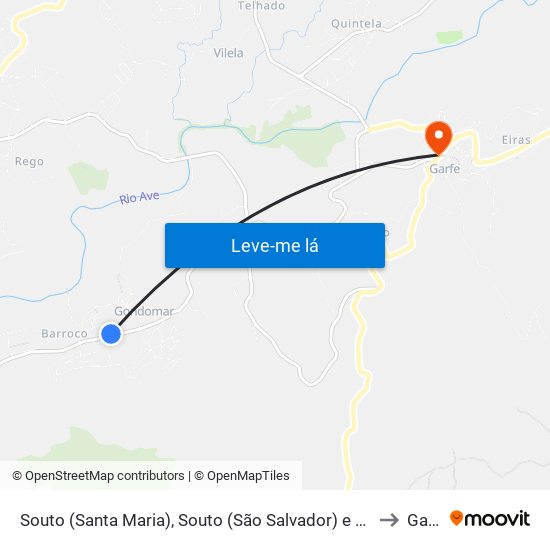 Souto (Santa Maria), Souto (São Salvador) e Gondomar to Garfe map