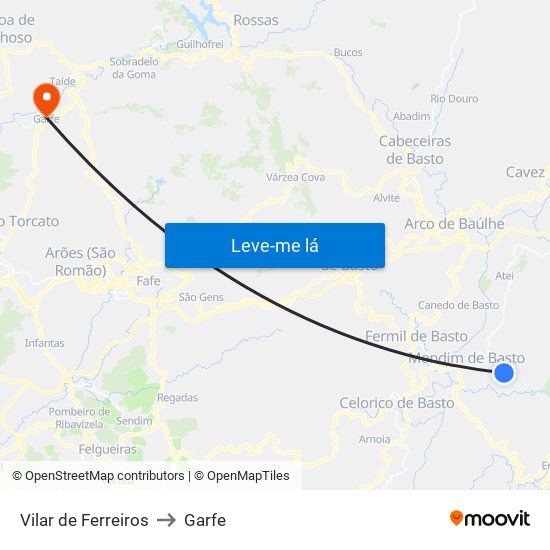 Vilar de Ferreiros to Garfe map