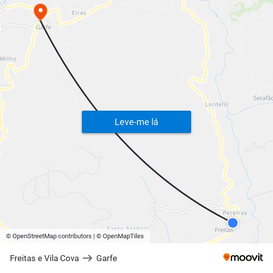 Freitas e Vila Cova to Garfe map