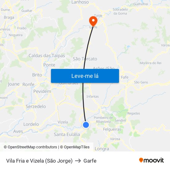 Vila Fria e Vizela (São Jorge) to Garfe map