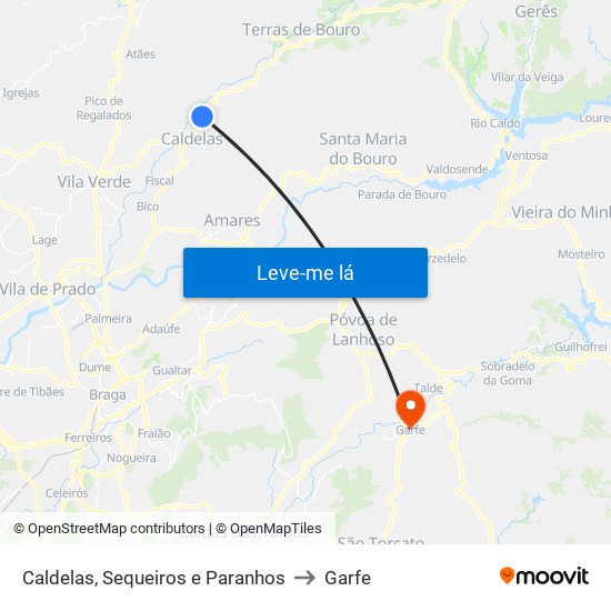 Caldelas, Sequeiros e Paranhos to Garfe map