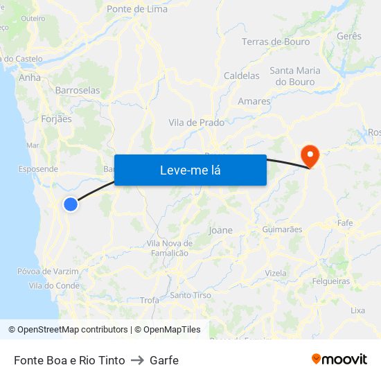 Fonte Boa e Rio Tinto to Garfe map
