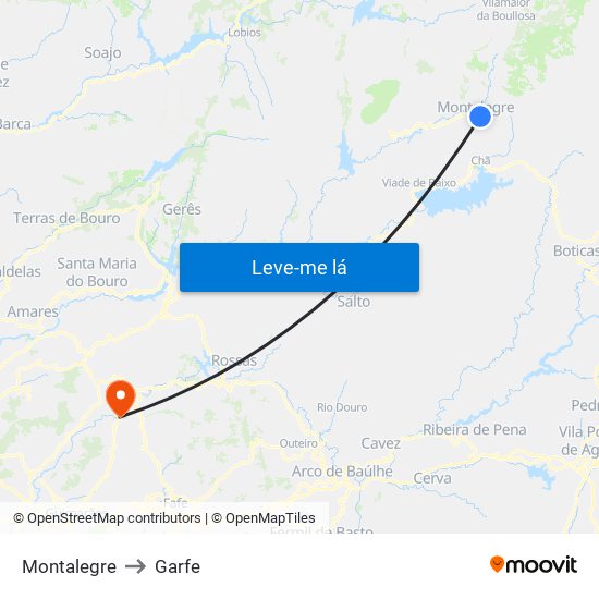 Montalegre to Garfe map