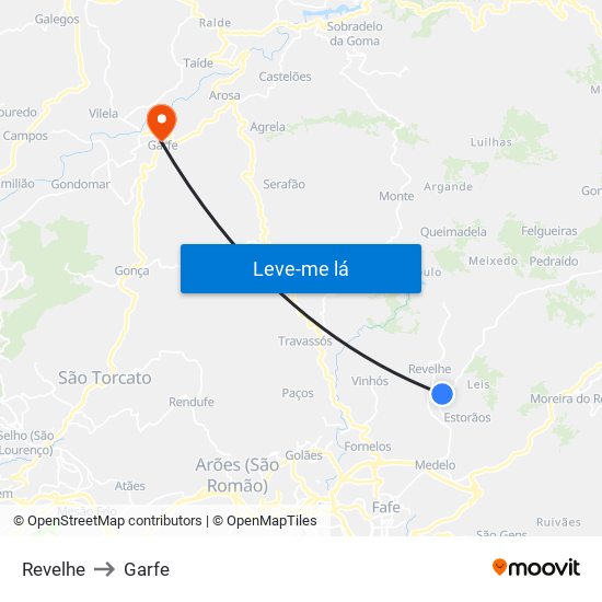 Revelhe to Garfe map