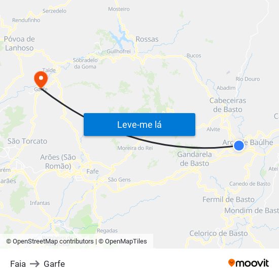 Faia to Garfe map