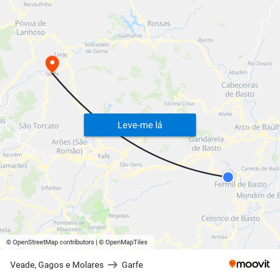 Veade, Gagos e Molares to Garfe map