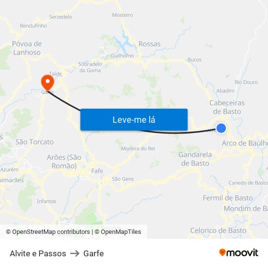 Alvite e Passos to Garfe map