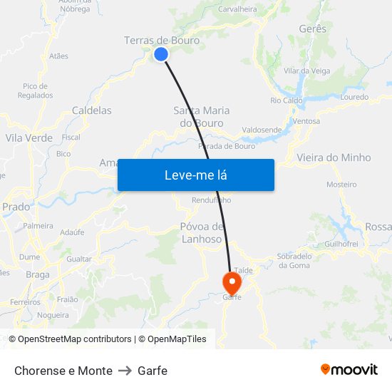 Chorense e Monte to Garfe map