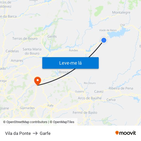 Vila da Ponte to Garfe map