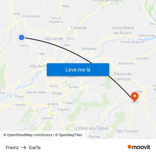 Freiriz to Garfe map