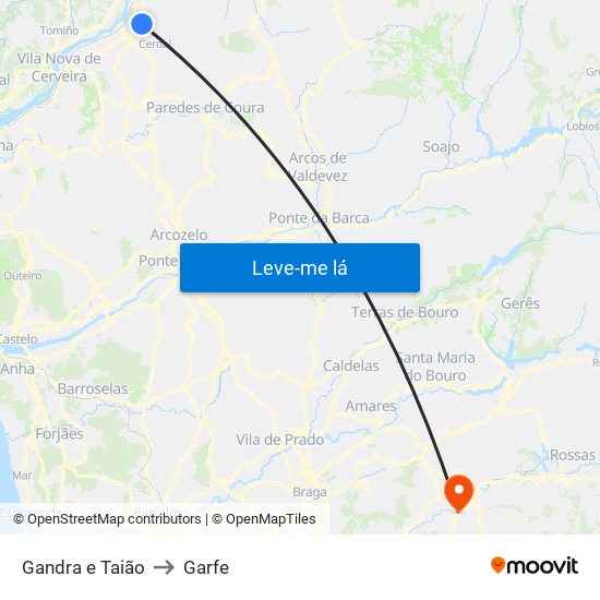 Gandra e Taião to Garfe map