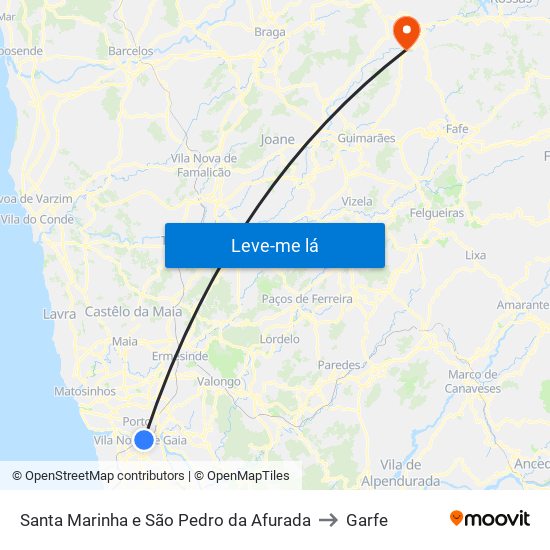 Santa Marinha e São Pedro da Afurada to Garfe map