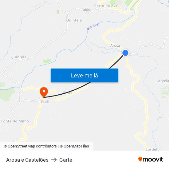 Arosa e Castelões to Garfe map