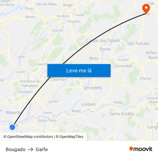 Bougado to Garfe map